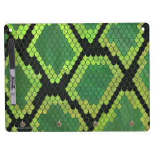 Snake Black and Green Print Dry Erase Board With Keychain Holder