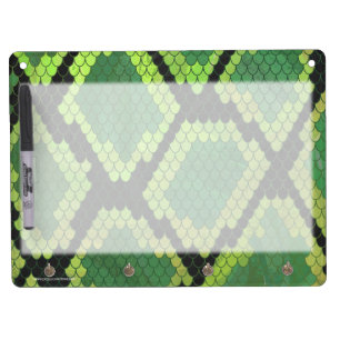 Snake Black and Green Print Dry Erase Board With Keychain Holder