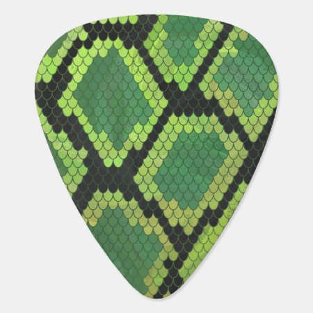 Snake Black And Green Print Guitar Pick