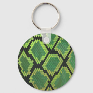 Snake Black and Green Print Keychain