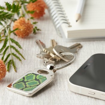 Snake Black And Green Print Keychain by ITDWildMe at Zazzle