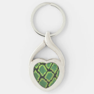 Snake Black and Green Print Keychain