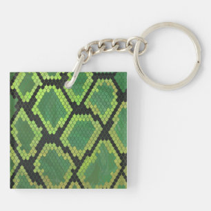 Snake Black and Green Print Keychain