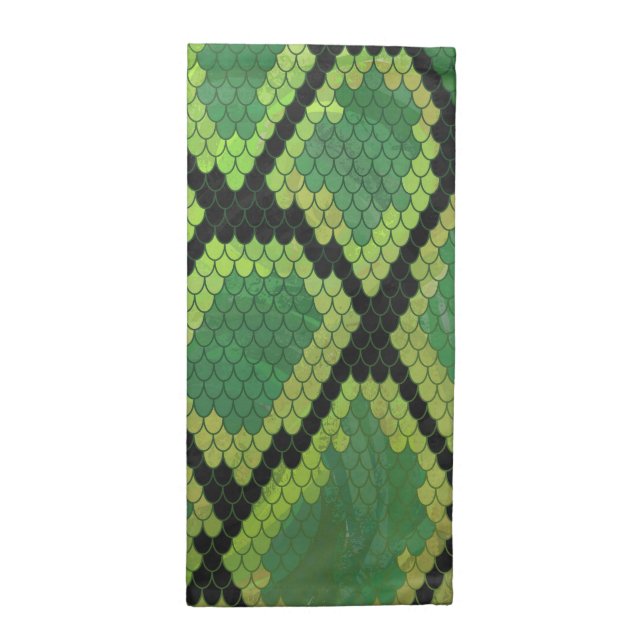 Snake Black and Green Print Napkin (Half Fold)