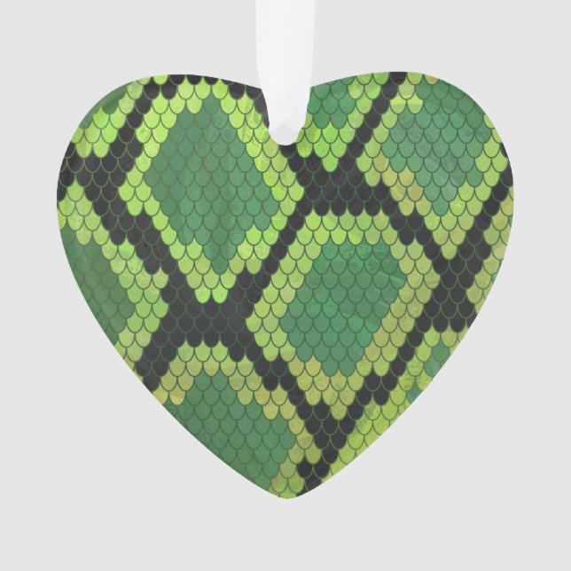 Snake Black and Green Print Ornament (Front)