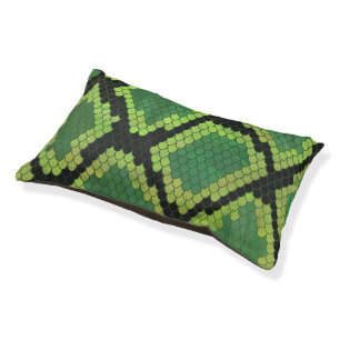 Snake Black and Green Print Pet Bed