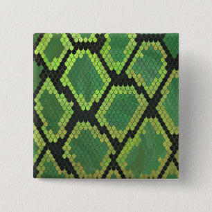 Snake Black and Green Print Pinback Button
