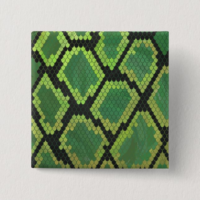 Snake Black and Green Print Pinback Button (Front)