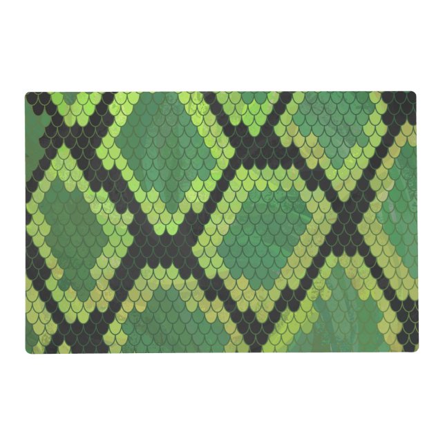 Snake Black and Green Print Placemat (Front)