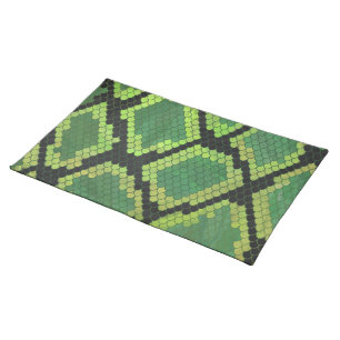 Snake Black and Green Print Placemat