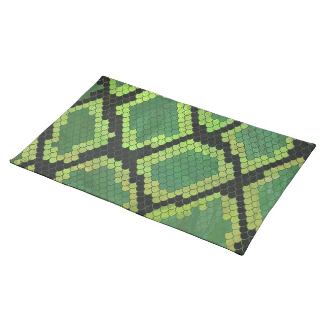 Snake Black and Green Print Placemat (On Table)