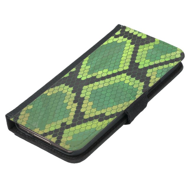 Snake Black and Green Print Samsung Galaxy Wallet Case (Bottom)