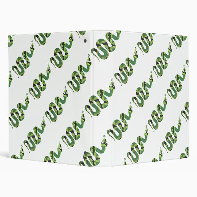 Snake Black and Green Print Silhouette 3 Ring Binder (Background)