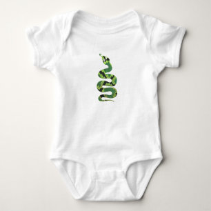 Snake Black and Green Print Silhouette Baby Bodysuit
