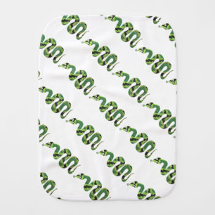 Snake Black and Green Print Silhouette Baby Burp Cloth