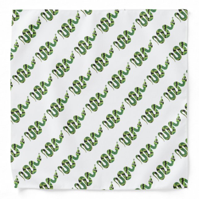 Snake Black and Green Print Silhouette Bandana (Front)
