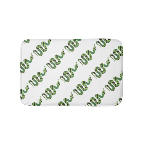 Snake Black and Green Print Silhouette Bath Mat