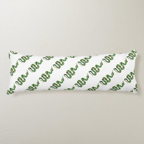 Snake Black and Green Print Silhouette Body Pillow
