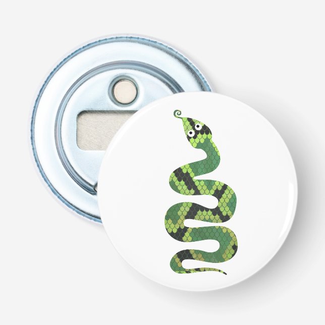 Snake Black and Green Print Silhouette Bottle Opener (Front)