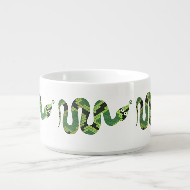 Snake Black and Green Print Silhouette Bowl (Center)