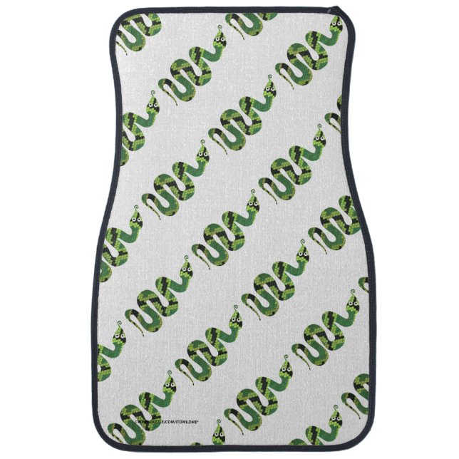 Snake Black and Green Print Silhouette Car Mat (Front)