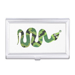 Snake Black and Green Print Silhouette Case For Business Cards