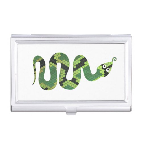 Snake Black and Green Print Silhouette Case For Business Cards