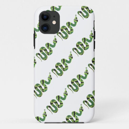 Snake Black and Green Print Silhouette iPhone 11 Case