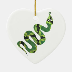 Snake Black and Green Print Silhouette Ceramic Ornament