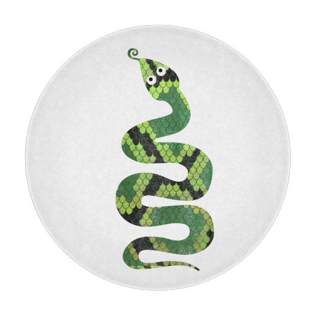 Snake Black and Green Print Silhouette Cutting Board (Front)