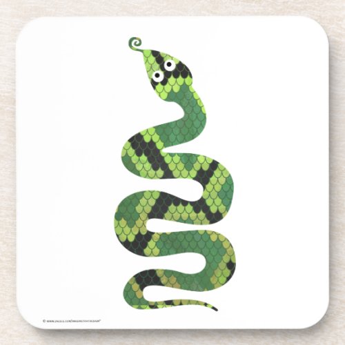 Snake Black and Green Print Silhouette Drink Coaster
