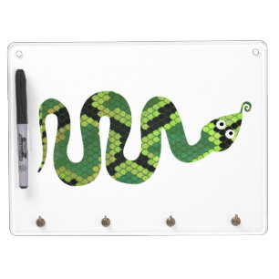 Snake Black and Green Print Silhouette Dry Erase Board With Keychain Holder