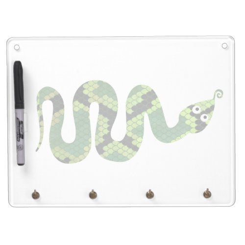 Snake Black and Green Print Silhouette Dry Erase Board With Keychain Holder