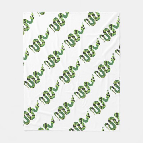 Snake Black and Green Print Silhouette Fleece Blanket