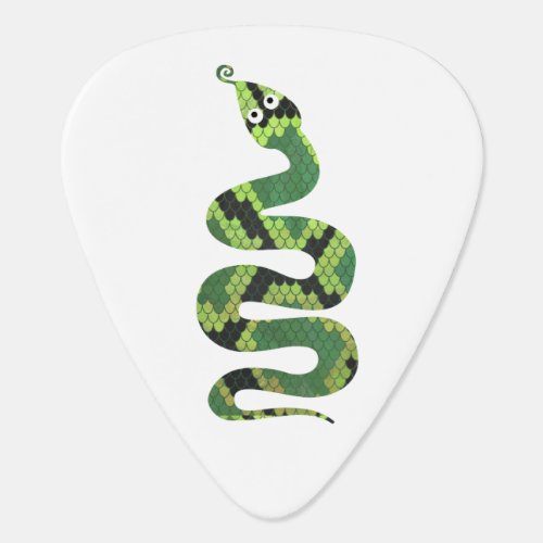 Snake Black and Green Print Silhouette Guitar Pick