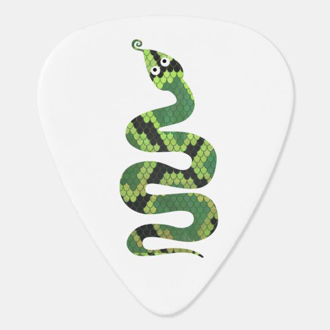 Snake Black and Green Print Silhouette Guitar Pick (Back)