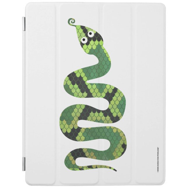 Snake Black and Green Print Silhouette iPad Smart Cover (Front)