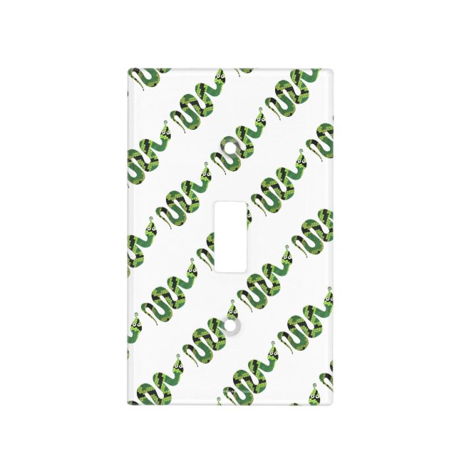 Snake Black and Green Print Silhouette Light Switch Cover (Front)