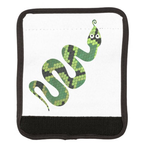 Snake Black and Green Print Silhouette Luggage Handle Wrap