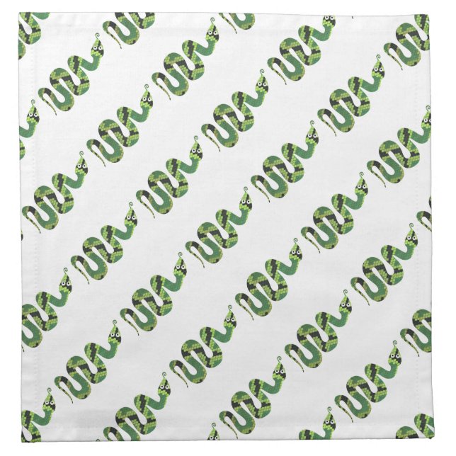 Snake Black and Green Print Silhouette Napkin (Front)
