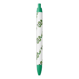 Snake Black and Green Print Silhouette Pen