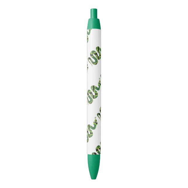 Snake Black and Green Print Silhouette Pen (Front Vertical)