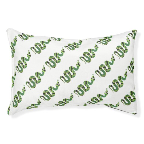 Snake Black and Green Print Silhouette Pet Bed