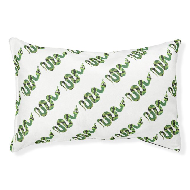 Snake Black and Green Print Silhouette Pet Bed (Front)