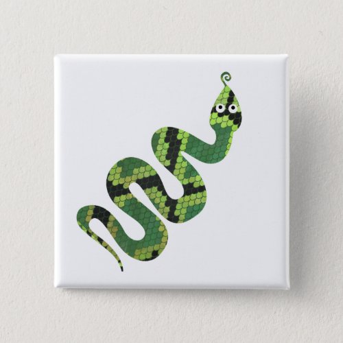 Snake Black and Green Print Silhouette Pinback Button
