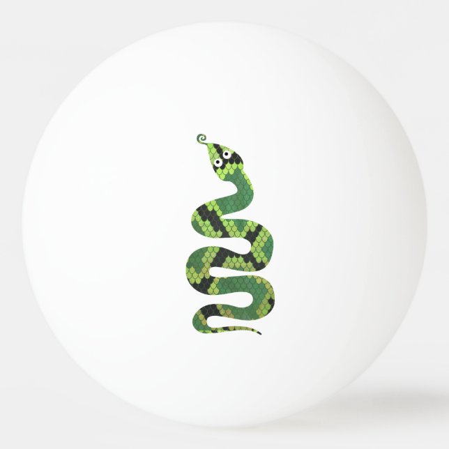Snake Black and Green Print Silhouette Ping-Pong Ball (Front)