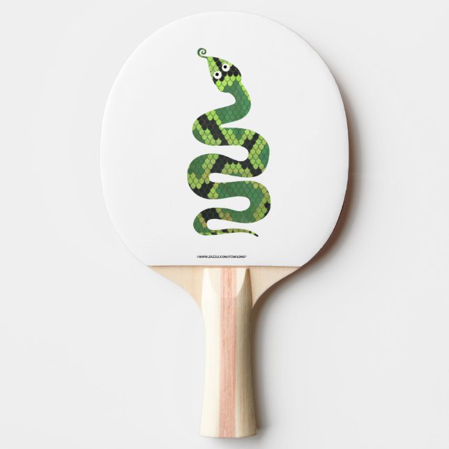 Snake Black and Green Print Silhouette Ping Pong Paddle (Front)