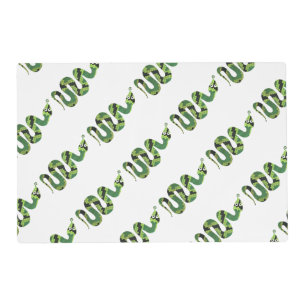 Snake Black and Green Print Silhouette Placemat