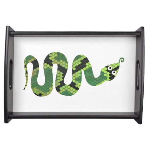 Snake Black and Green Print Silhouette Serving Tray