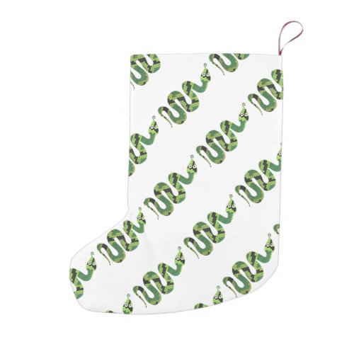 Snake Black and Green Print Silhouette Small Christmas Stocking
